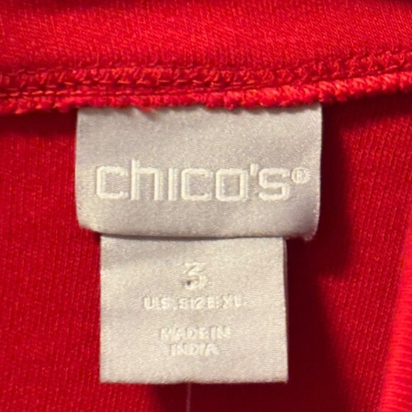 Chicos Red Mock Neck Long Sleeve Knit Tunic Top Size XL 100% Shirt. NWT - Picture 3 of 12